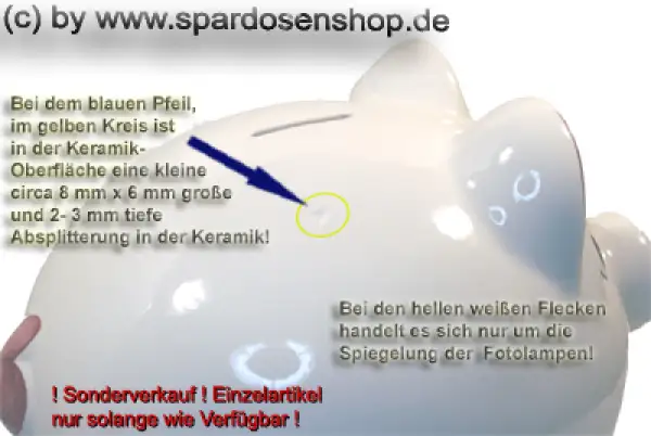 Sparschwein Riese extra Groß Dekor Uni weiß ! Sonderverkauf ! 457a